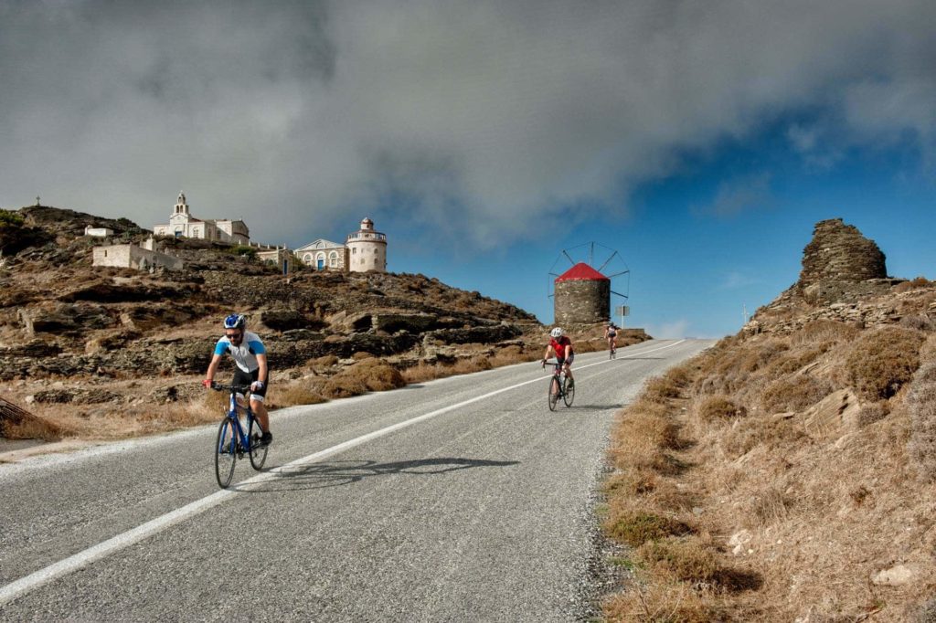 Cycling through Isternia Village - Tinos Island