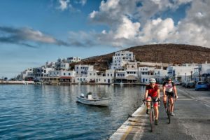Cycling in Panormos Village - Tinos Island