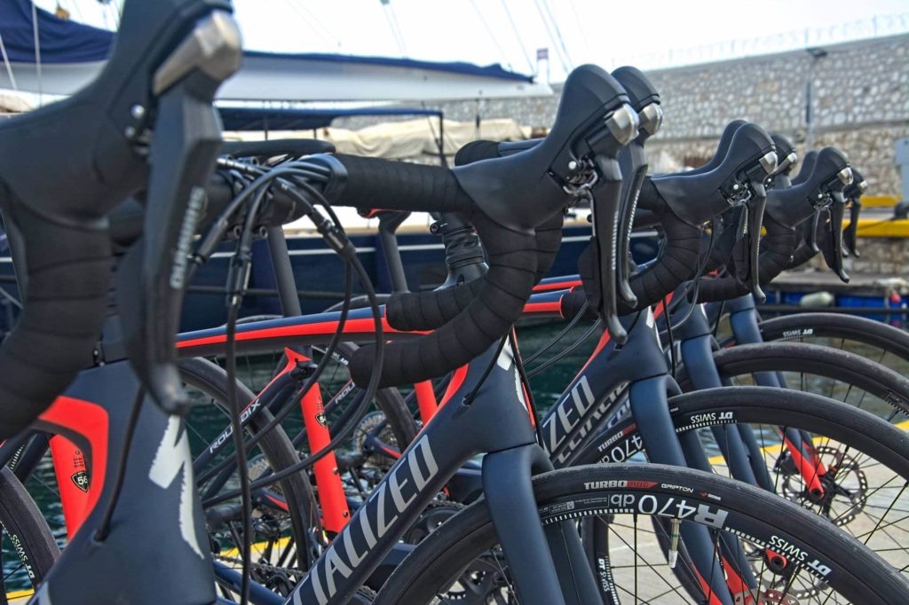 Fleet of rental road bikes