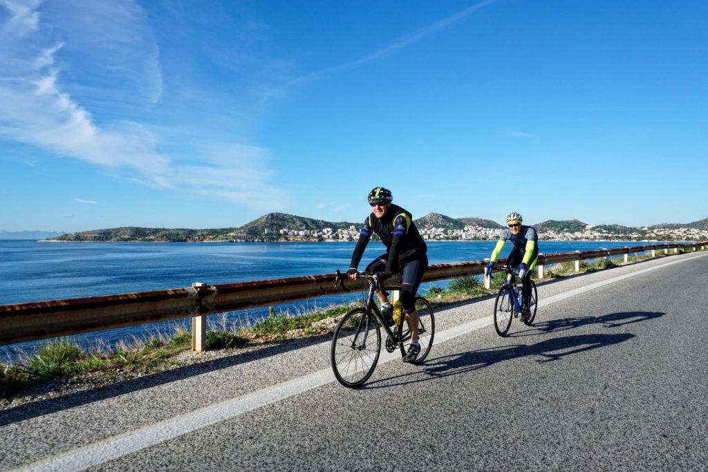 Cycling in Athens (Sounio): Me, Matthias and Frank