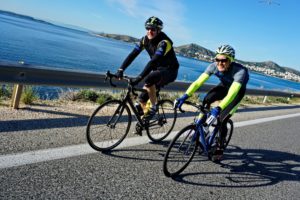 Cycling in Athens (Sounio): Me, Matthias and Frank