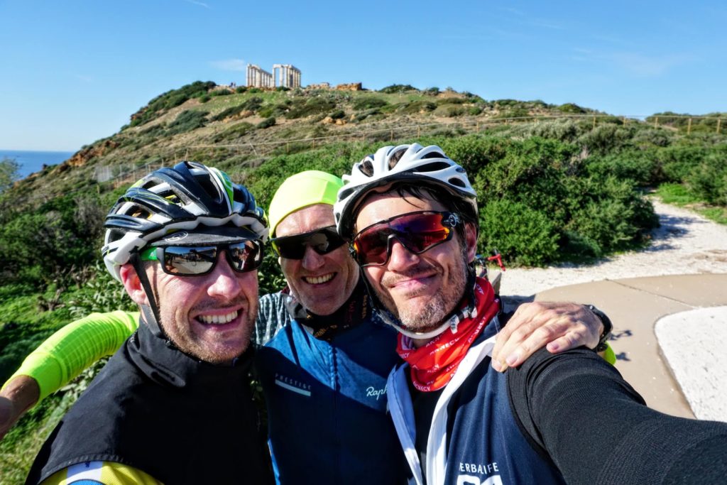 Cycling in Athens (Sounio): Me, Matthias and Frank