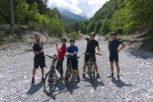 Family and freinds enjoy cycling at the banks of Olympus mountain