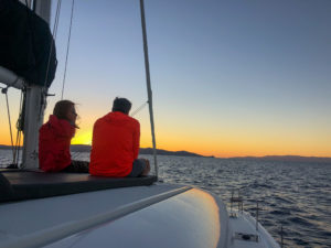 Sailing during the sunset time, a magical time
