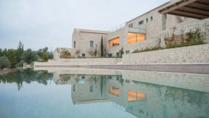 Pool view of the cycling villa in Porto Heli