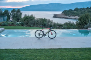 A top end race bike at the cycling villas pool site