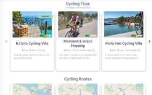 Screenshot of how cycling trips are related to a destination