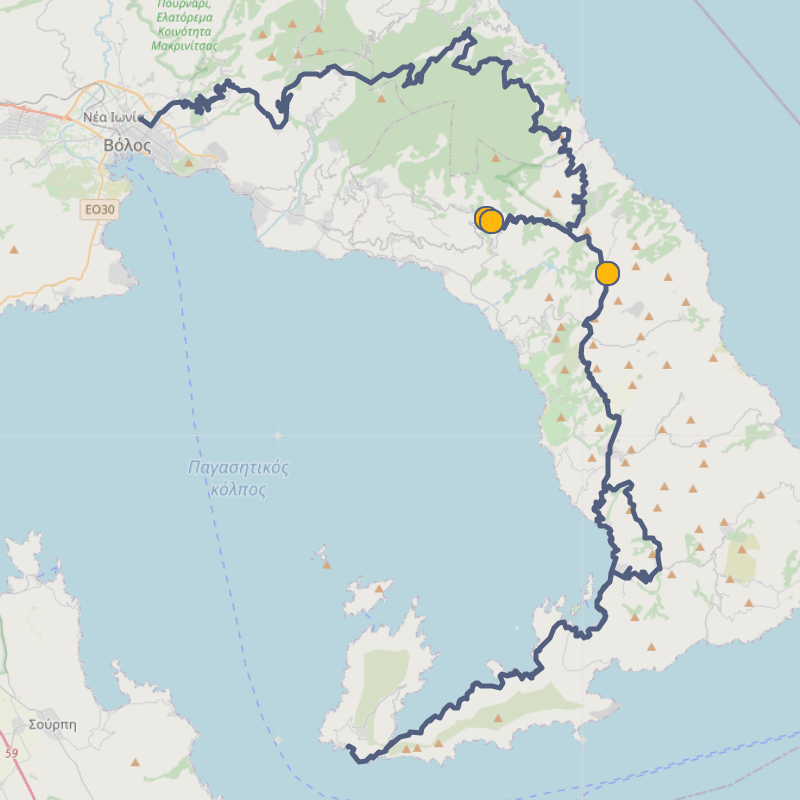 Cycling routes for Pelion