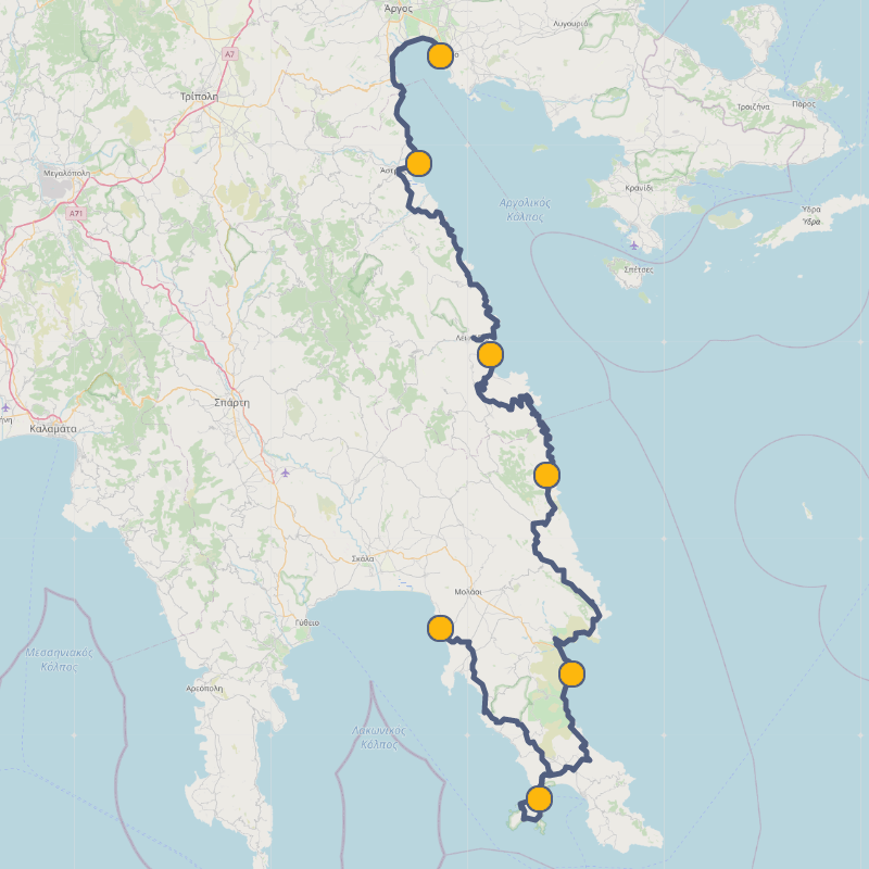 Cycling maps on the Eastern Peloponnese