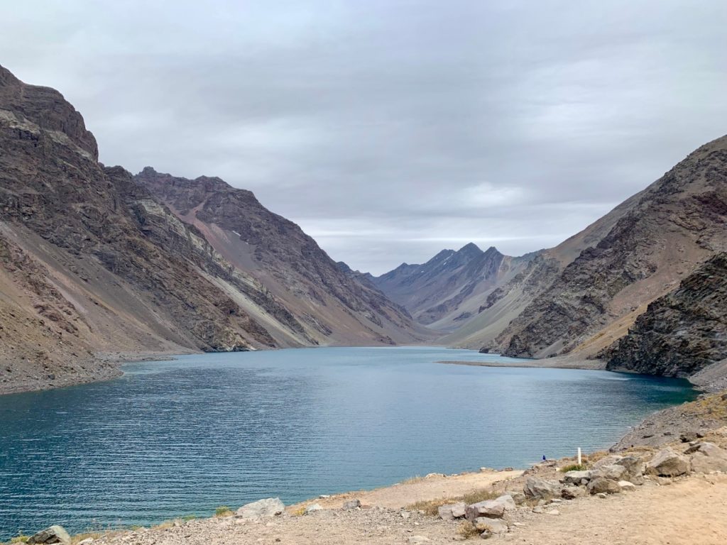 Lake at the top on Portillo while cycling in Chile